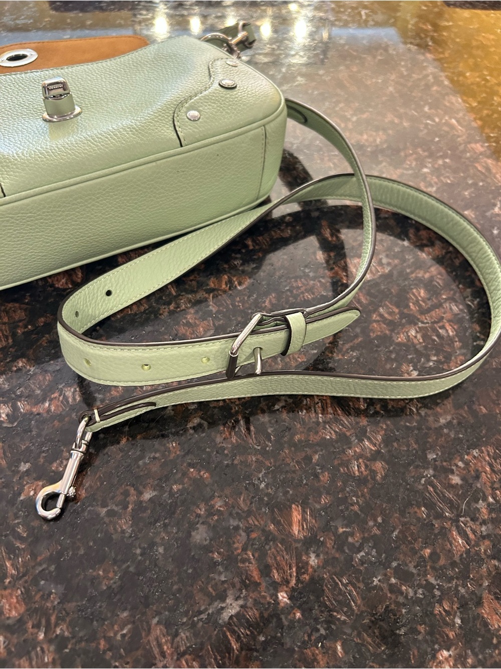 Coach Outlet Millie pale pistachio RARE  pebbled leather shoulder bag - Picture 10 of 11